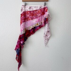 REFORMATION Sample Floral Asymmetrical Pink Skirt SZ 6